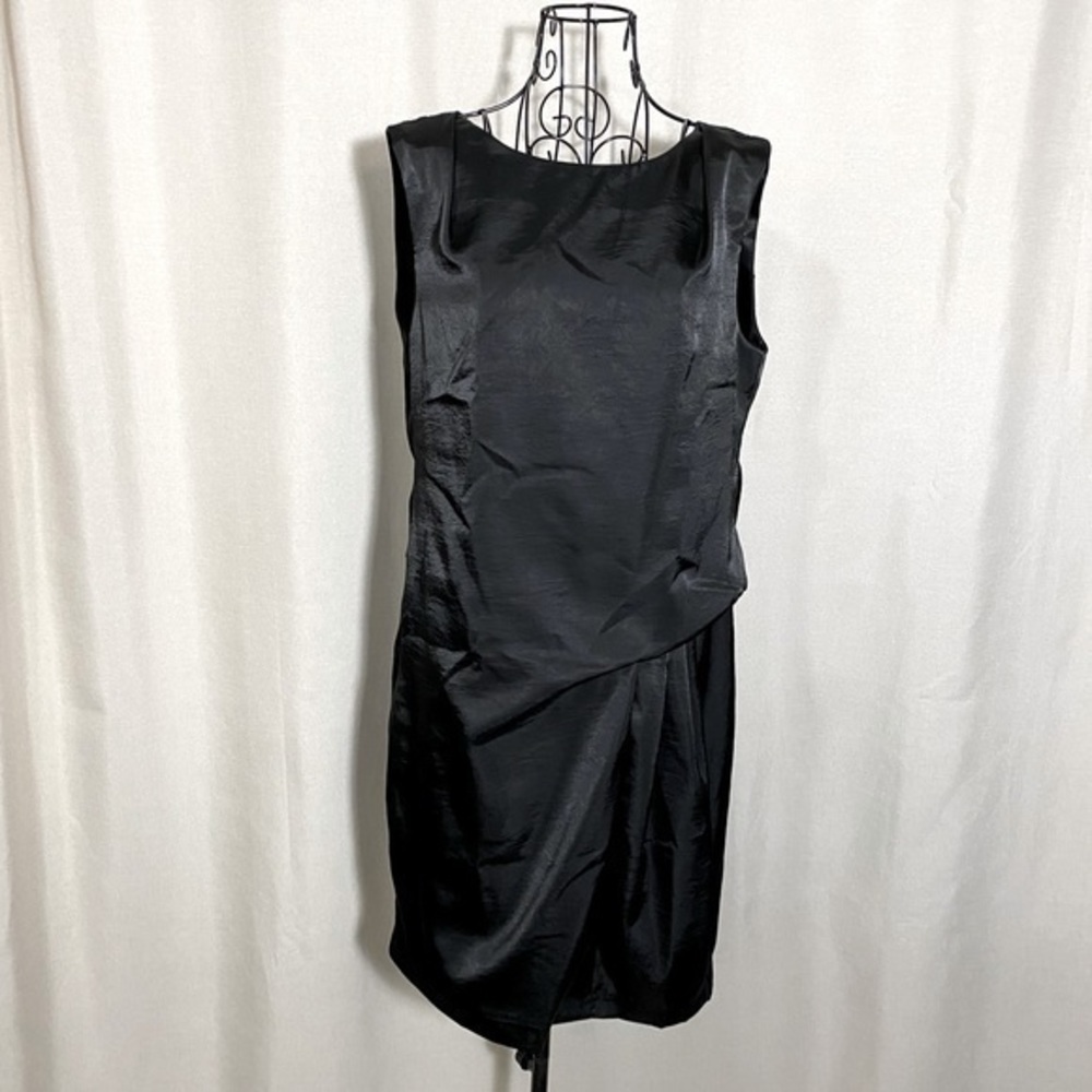 GRACIA FASHION Sleeveless Black Satin Mini Dress